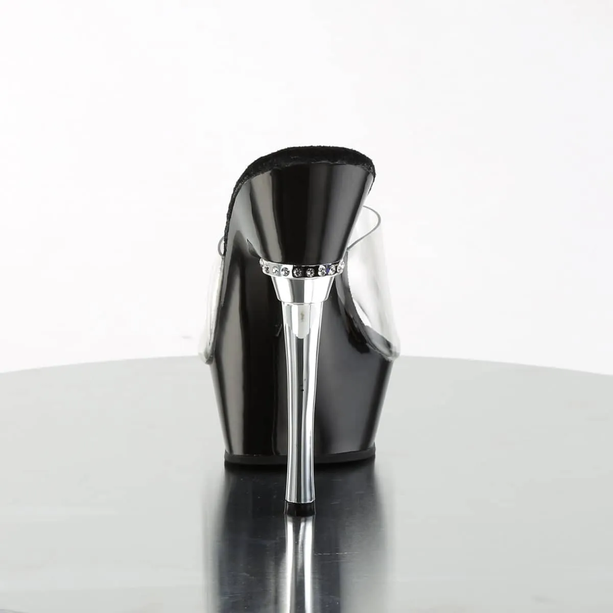 ALLURE-601 Black & Clear Peep Toe High Heel