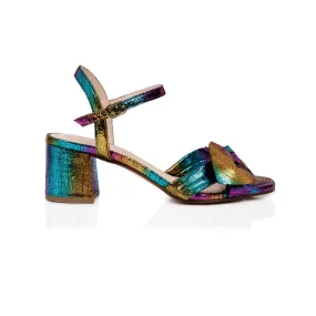 Dancing Queen: Rainbow Metallic Block Heel Sandals